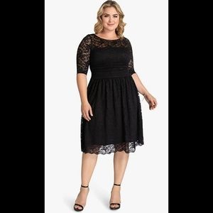 Kiyonna Black Luna Lace Dress Size 0X NEW NWT SZ 12/14
